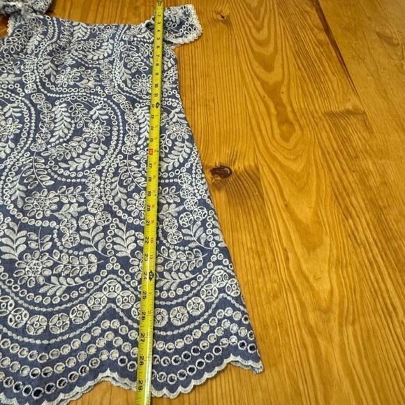 Alice + Olivia Womens SZ 4 Honor Flutter Sleeve Embroidered Chambray Tunic Dress - Picture 7 of 14